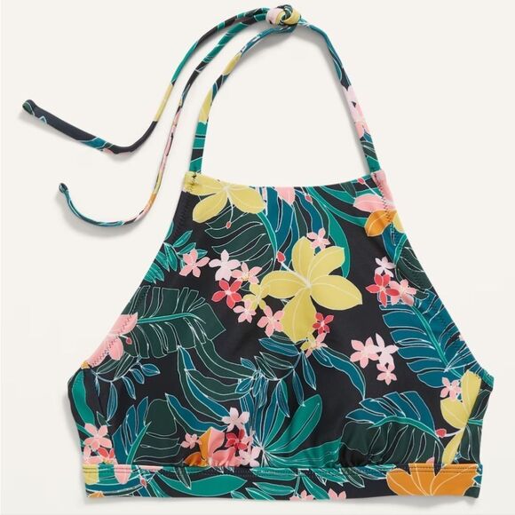 Halter style Bikini top tropical flowers size M padded - Picture 6 of 6